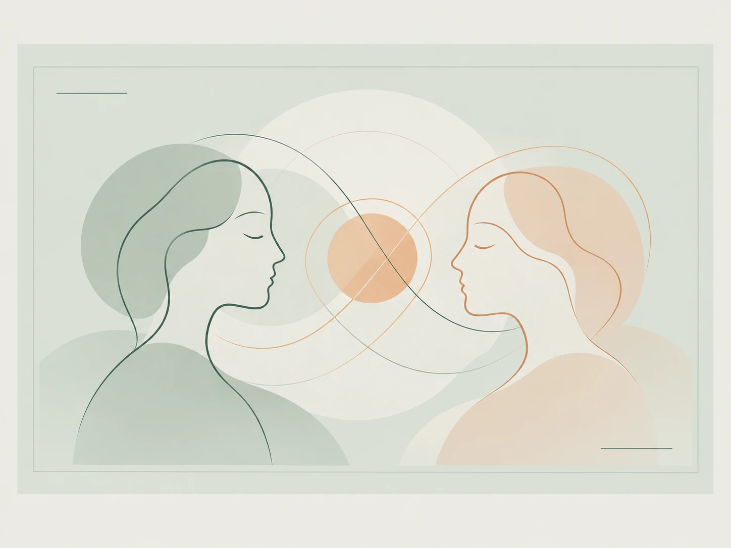 Ilustração editorial abstrata sobre escuta, conexão e reflexão